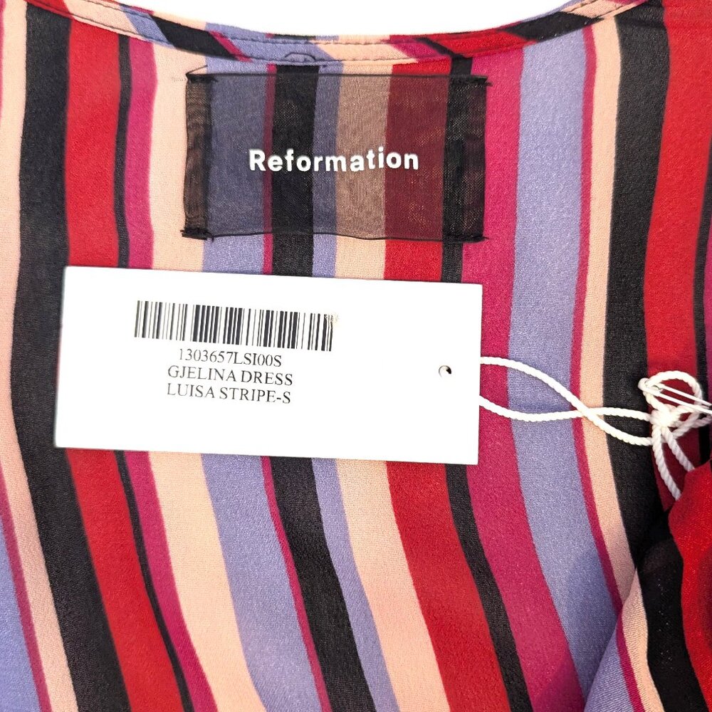 NWT Reformation | Gjelina Anya Dress Luisa Stripe Long Sleeve Mini Dress | Small - Picture 8 of 13